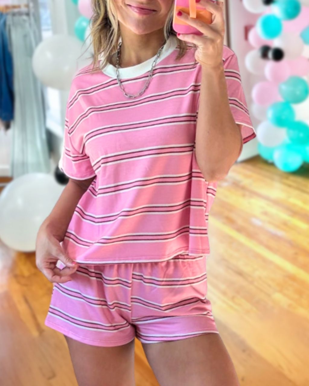 Striped Shorts Lounge Set