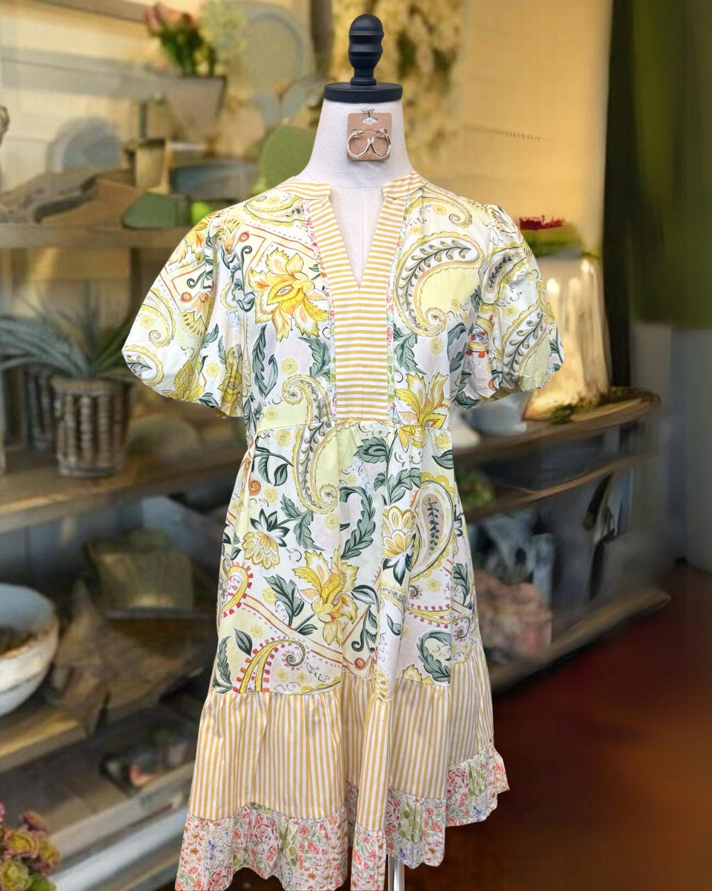 Paisley Floral Stripe Patchwork Dress