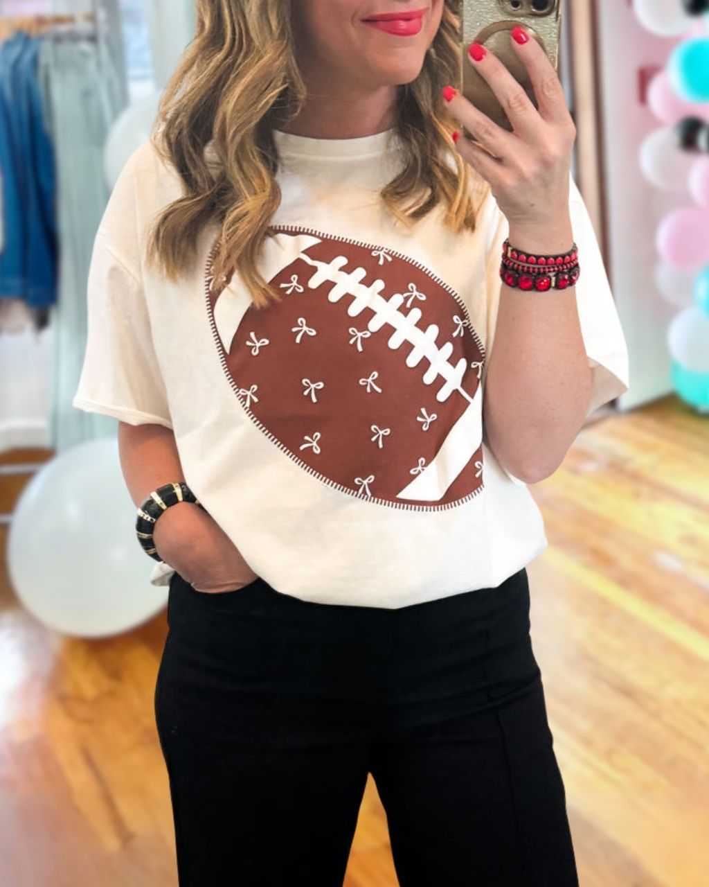 Football Bow Print T-shirt