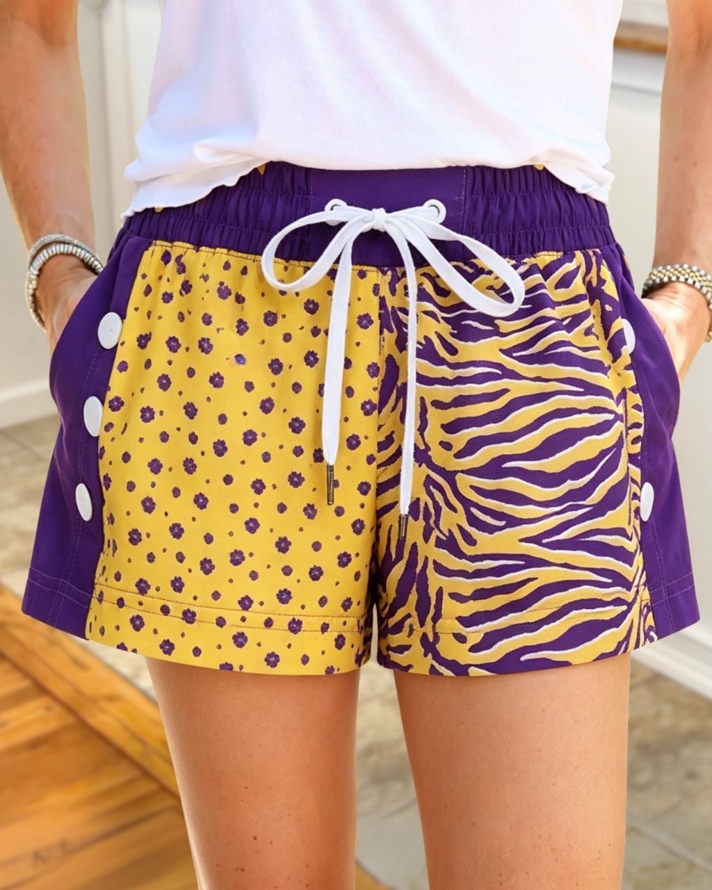 Game Day Tiger-Stripe Polka-Dot Shorts