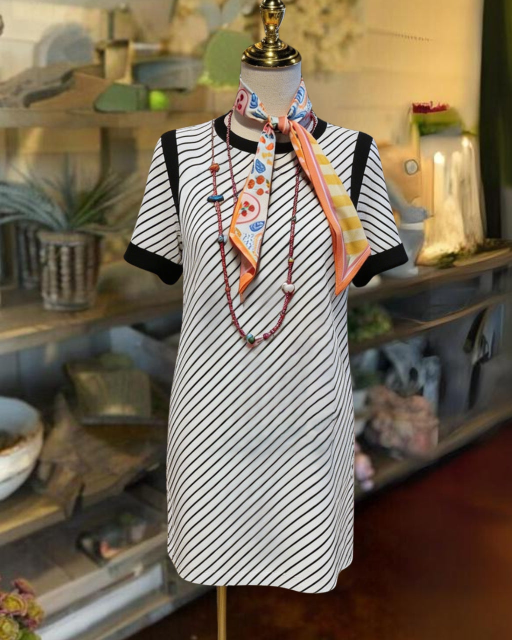 Chic Diagonal Striped Dress