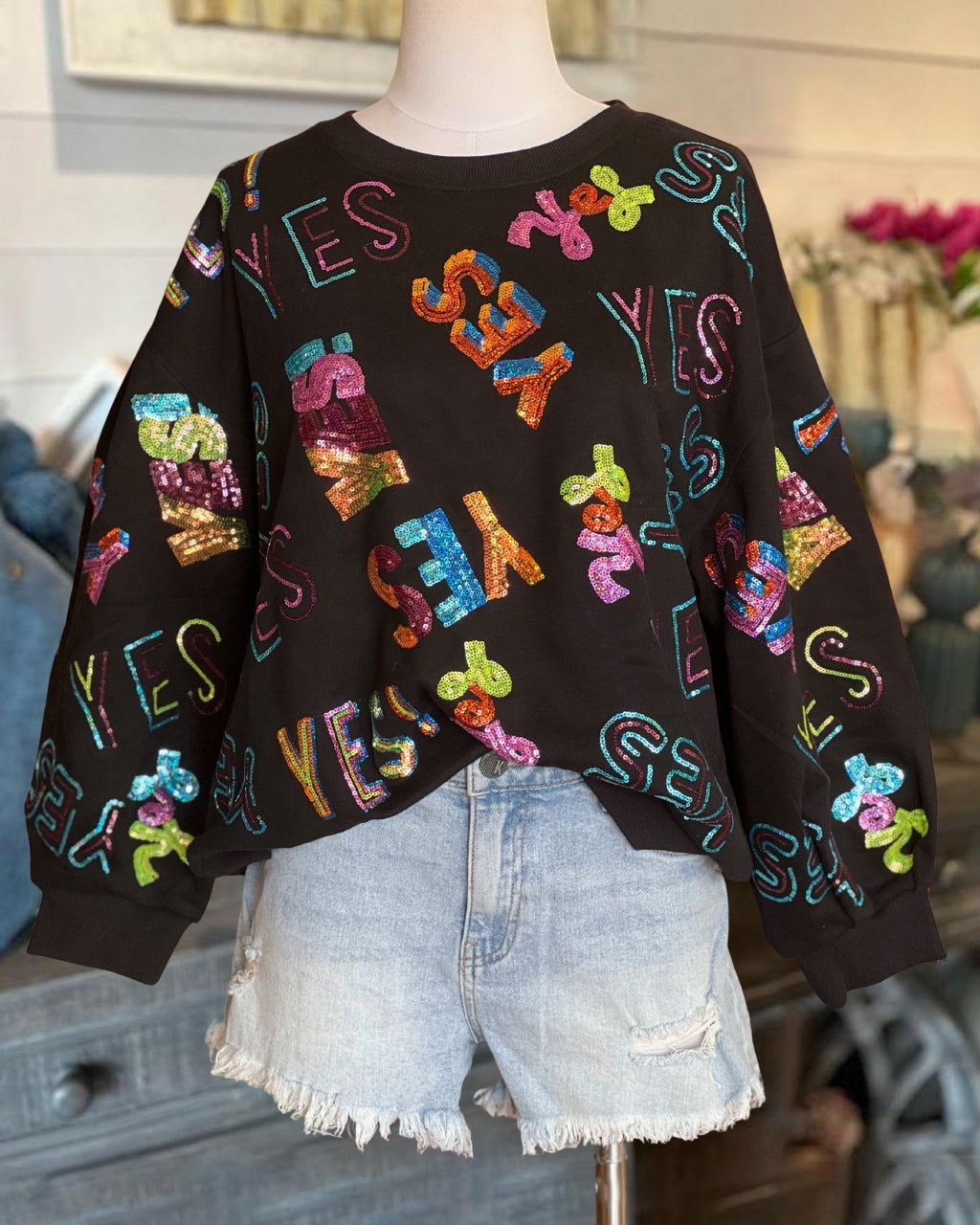 Unique Yes Sequined Pullover