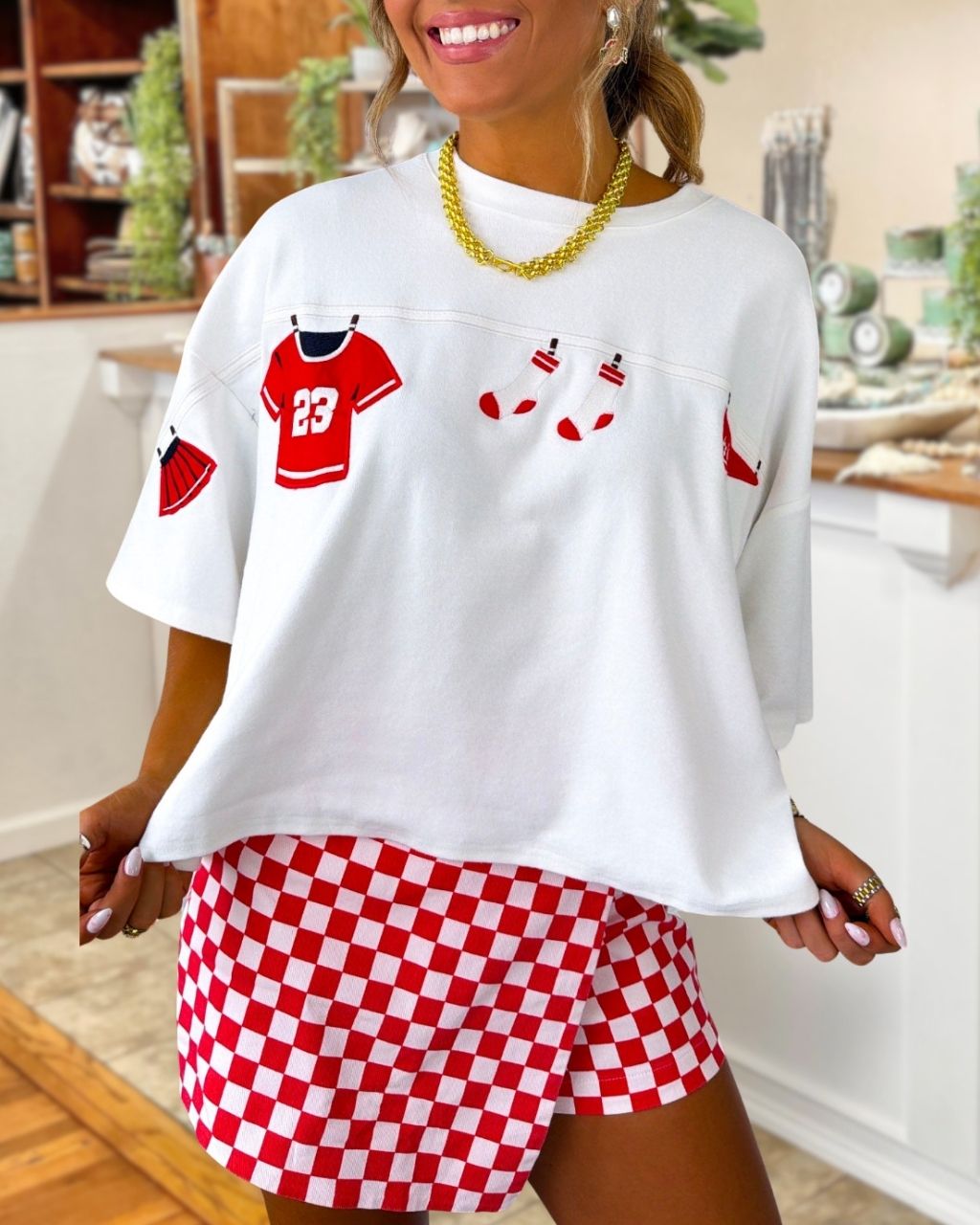 Fun Jersey And Sock Embroidered T-shirts
