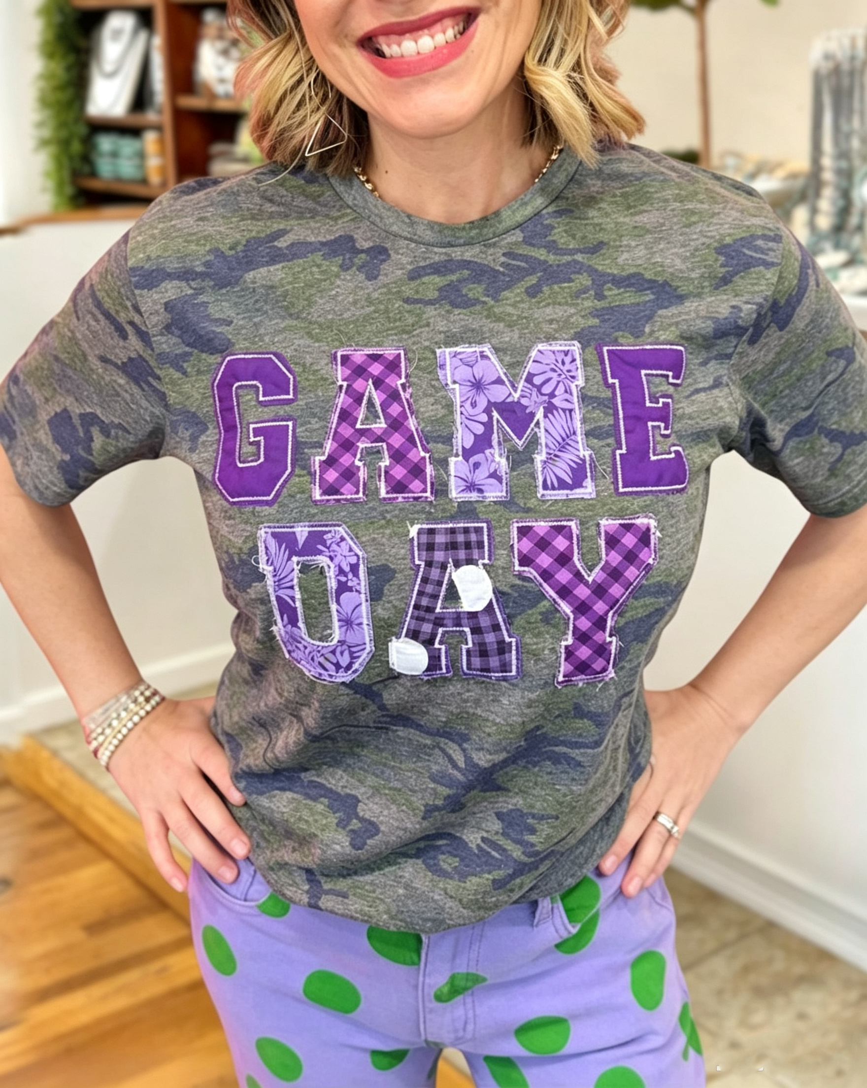 Game Day Embroidered Patch Camouflage Tee