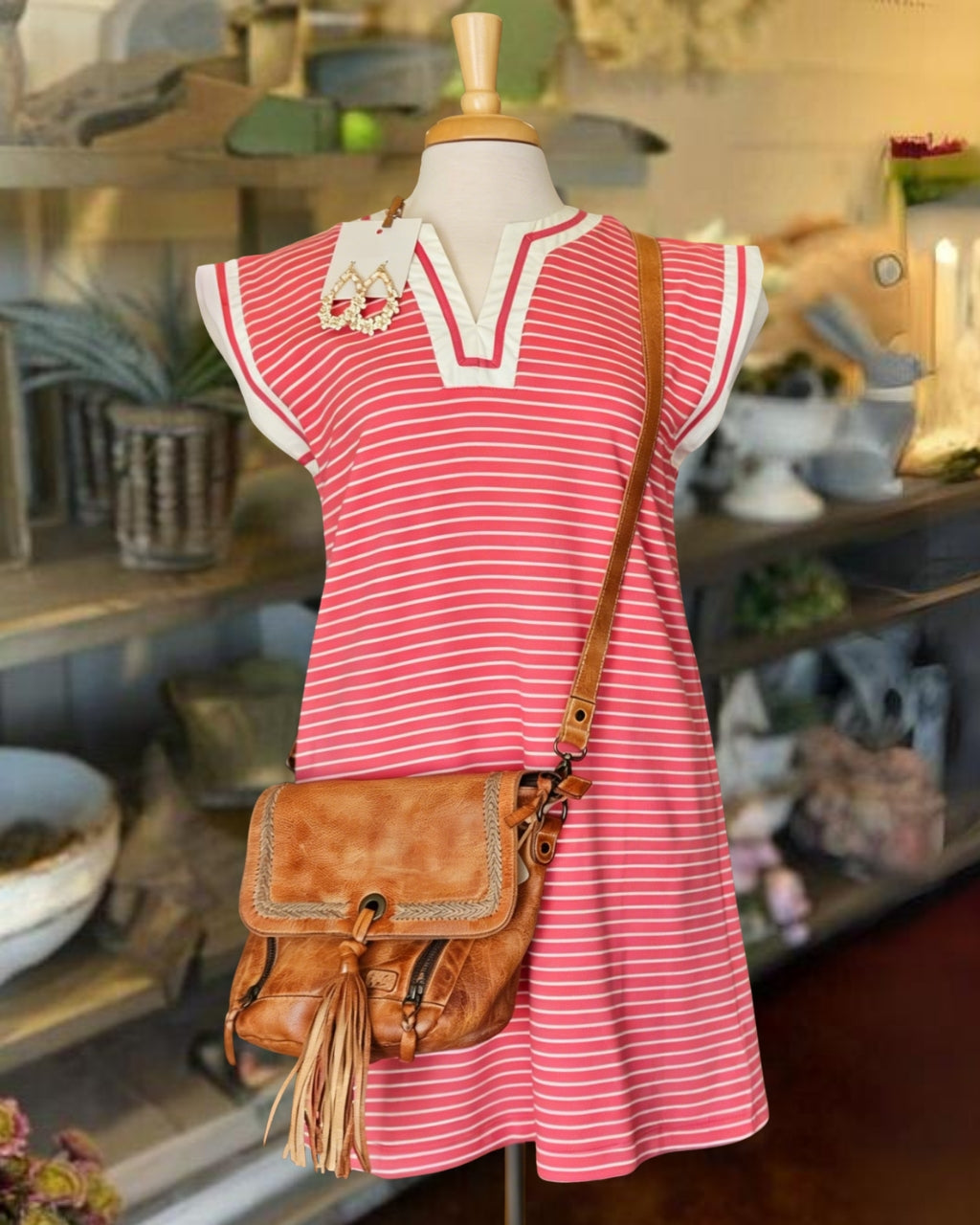 Flutter Sleeve Striped Mini Dress