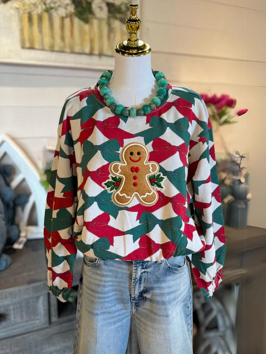 All-Over Bow Gingerbread Man Pullover