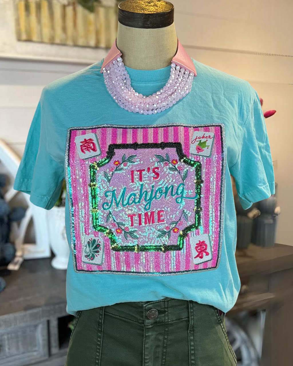 IT'S Mahjong Time Sequin Tee