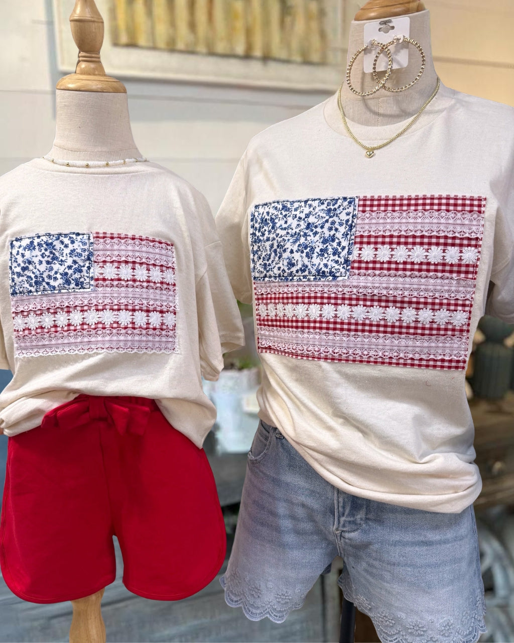 Floral Lace Flag Appliqué T-Shirt (Youth)