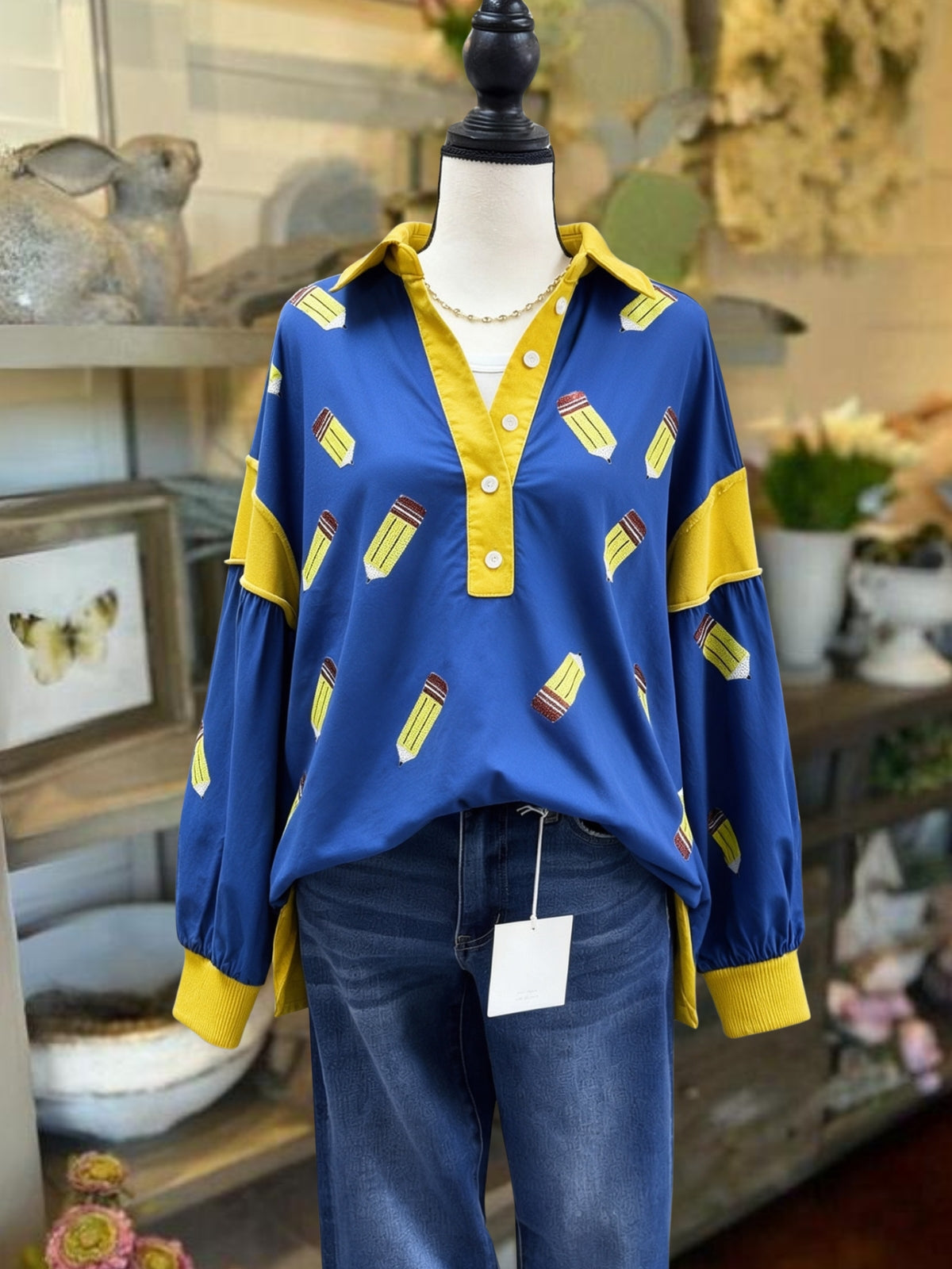 Loose Pencil Sequined Pullover