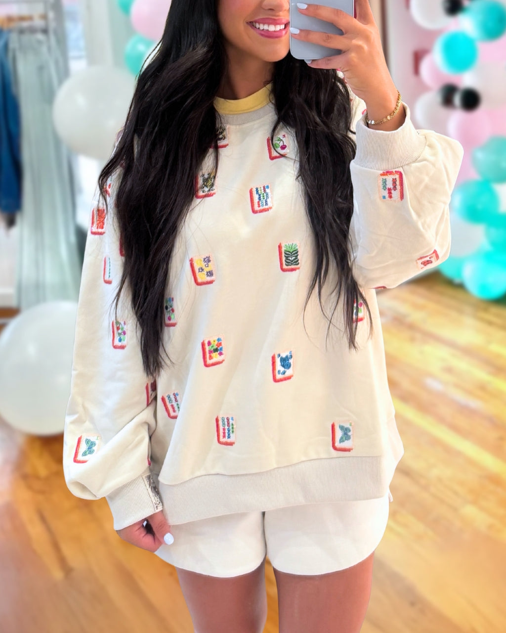 Game Night Sequin Mahjong Pullover
