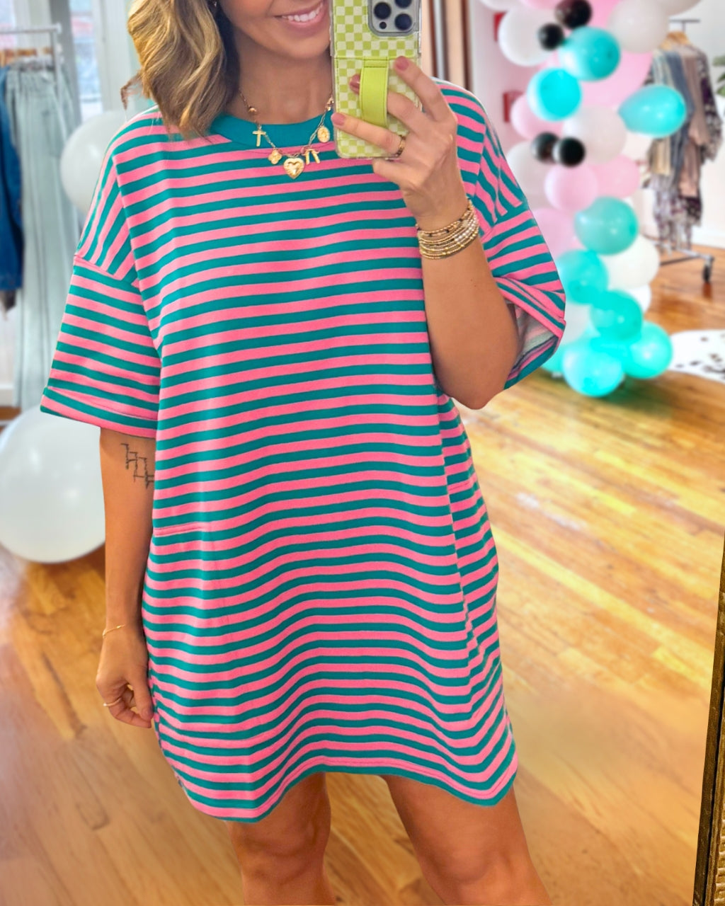 Oversized Striped Tee Dress