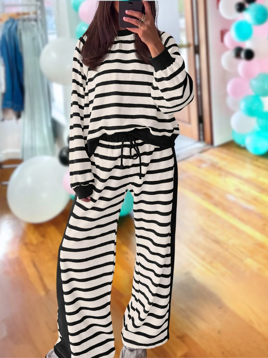 Comfortable Striped Color-Block Set