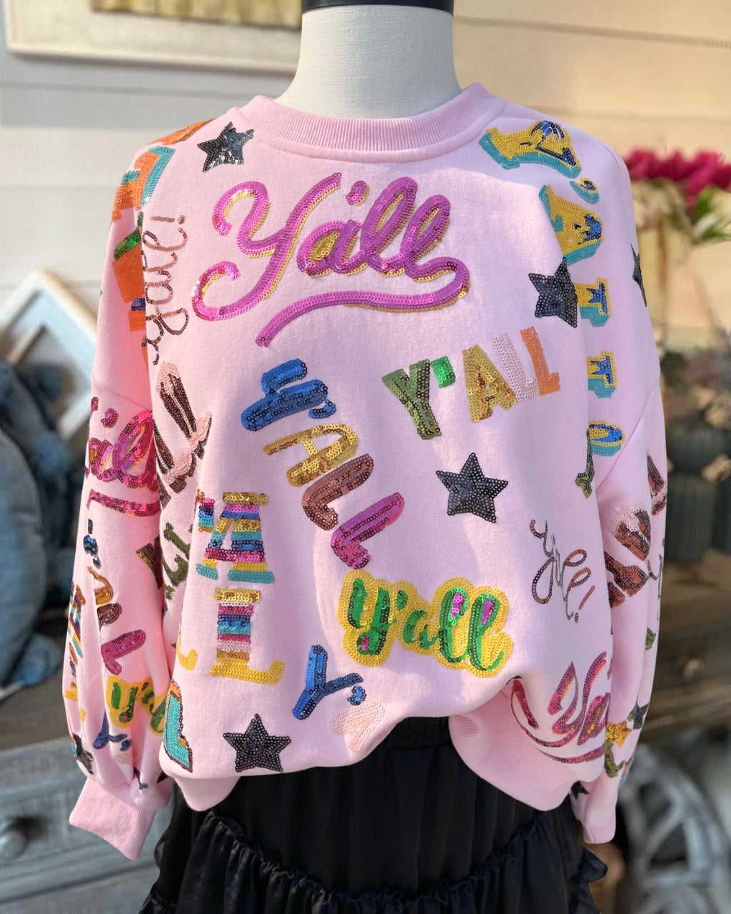Y'All All Sequin Pullover