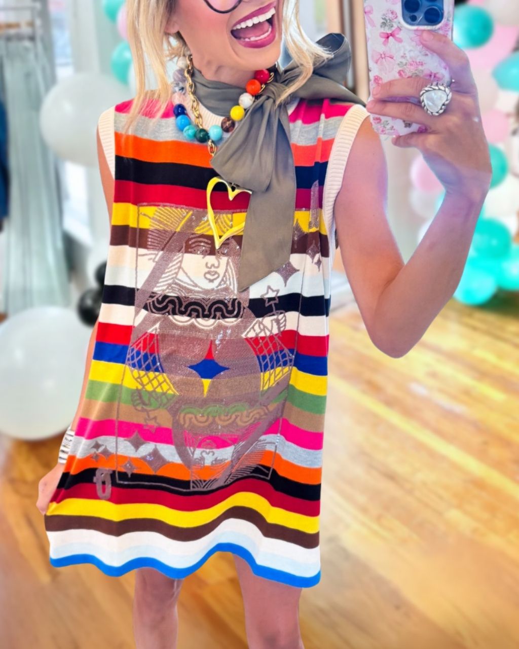 Poker Queen Colorful Striped Dress