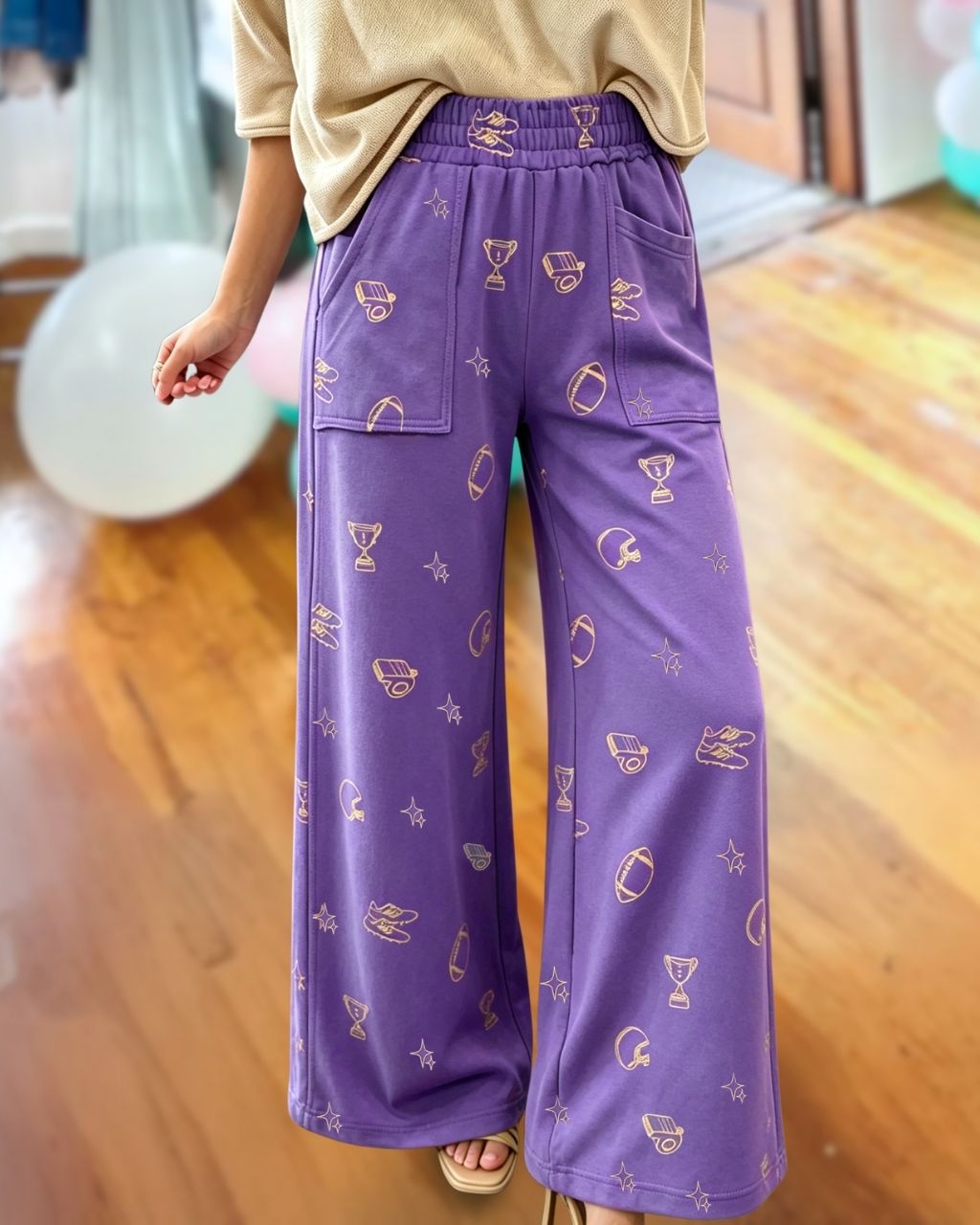 Game Day Football Trophy Print Pants