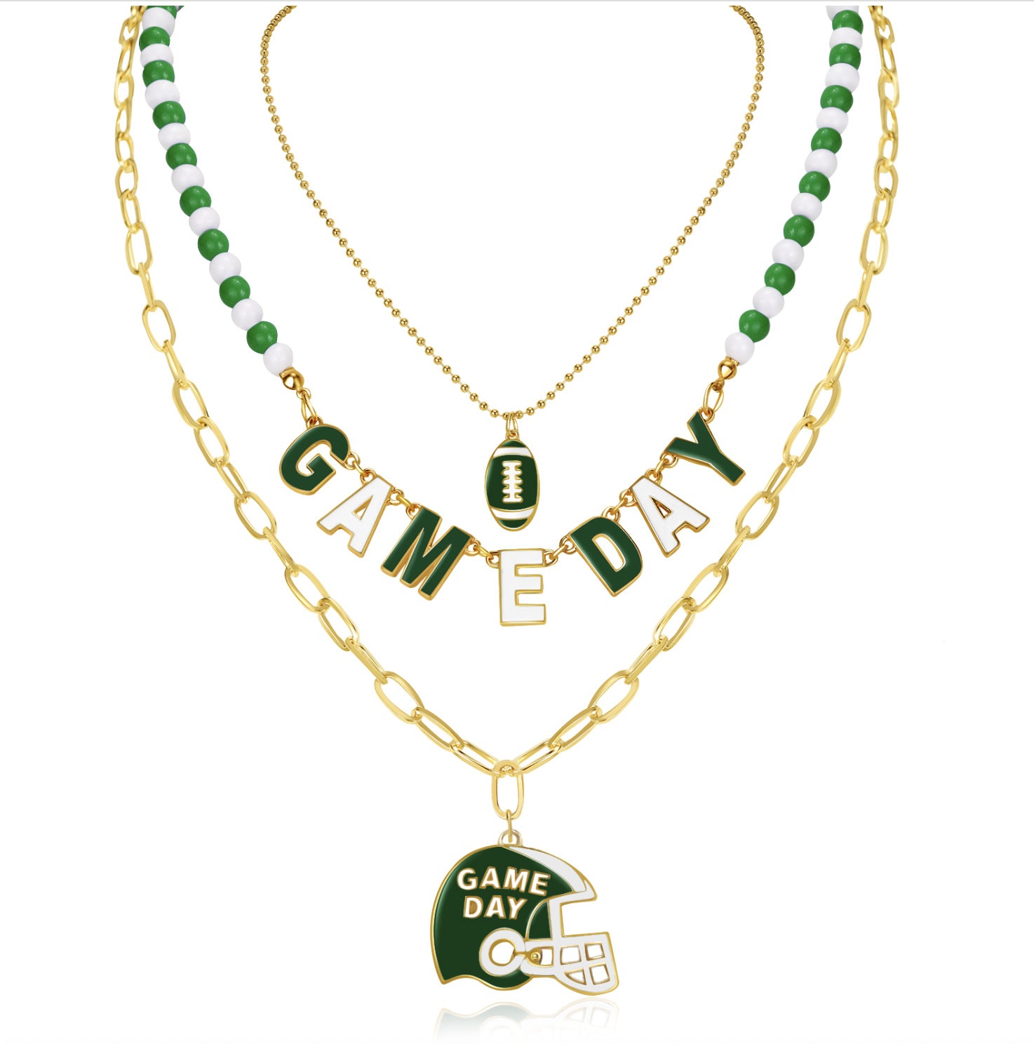 Game Day Football Fashion Multi-Layer Necklace
