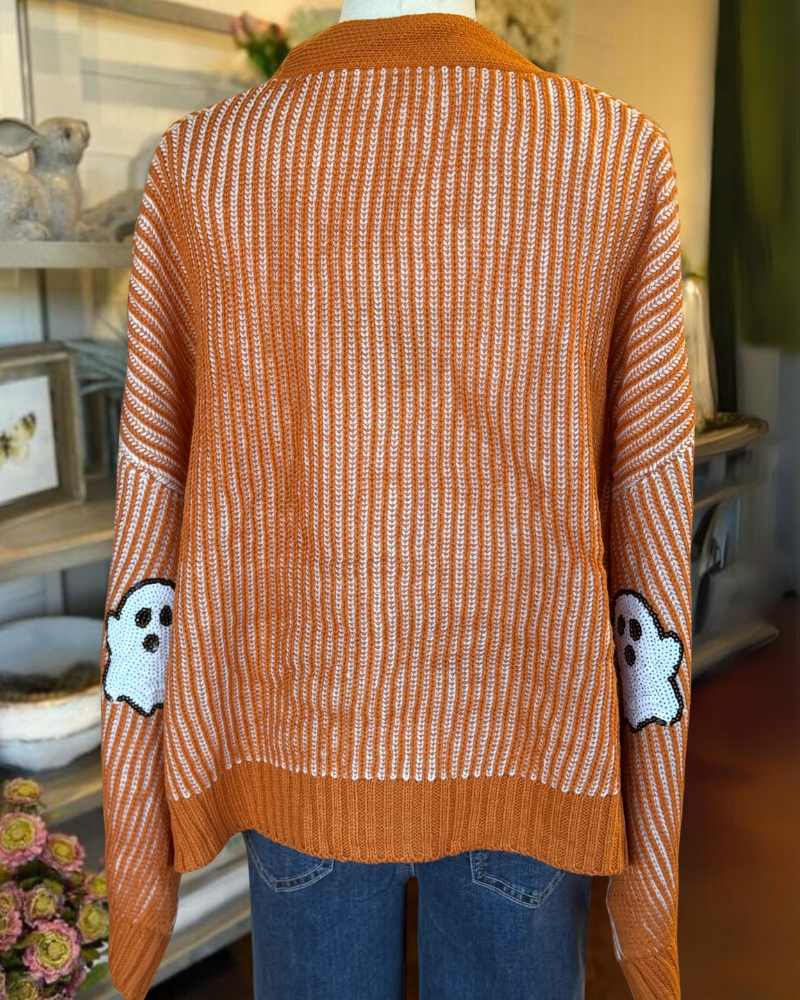Stylish Ghost Sequin Knit Cardigan