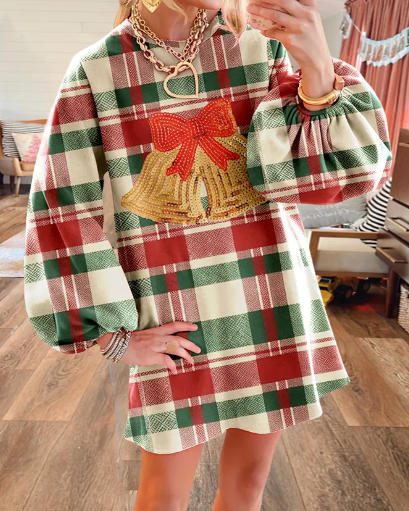 Christmas Bell Plaid Dress