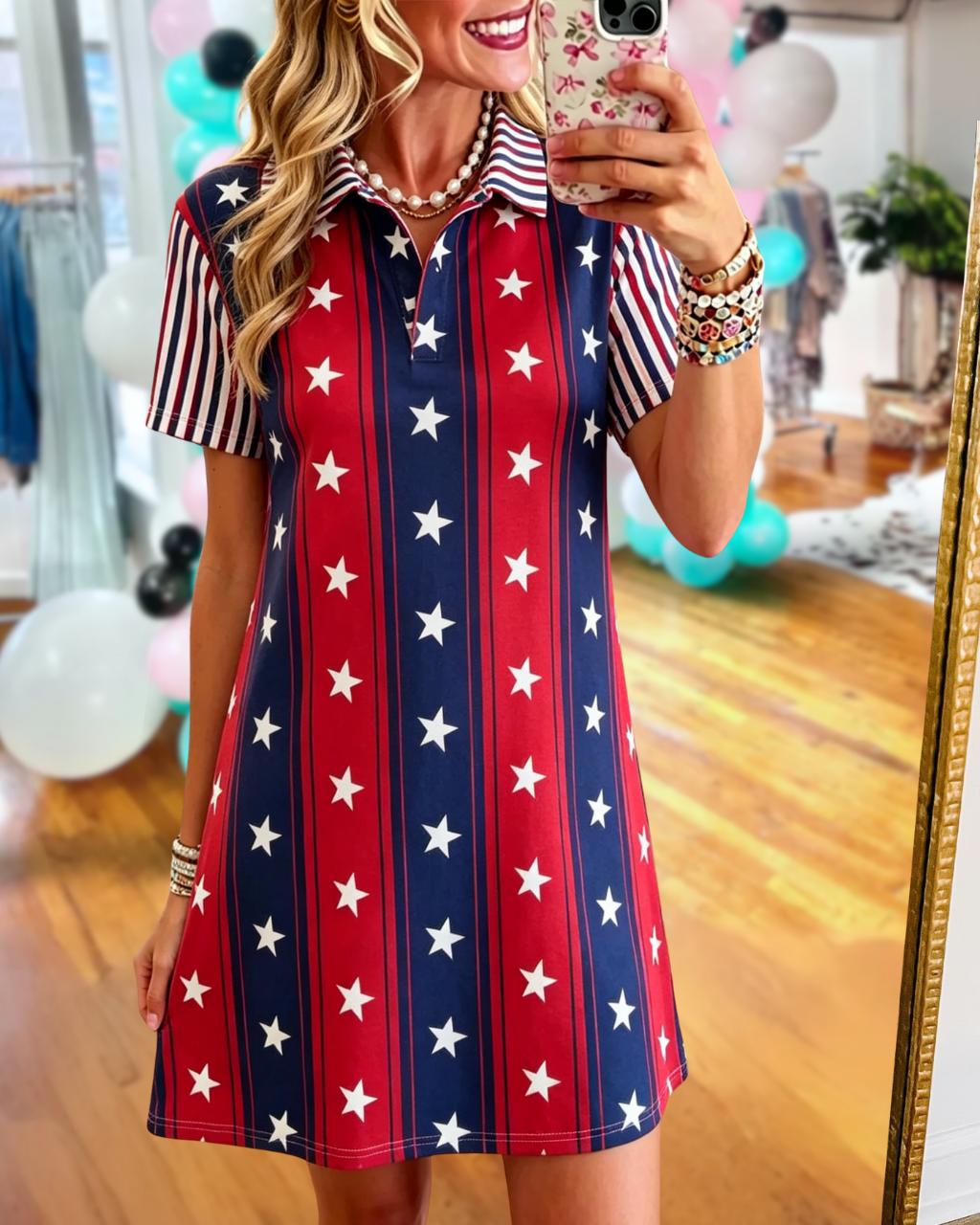 Stars and Stripes Polo Mini Dress