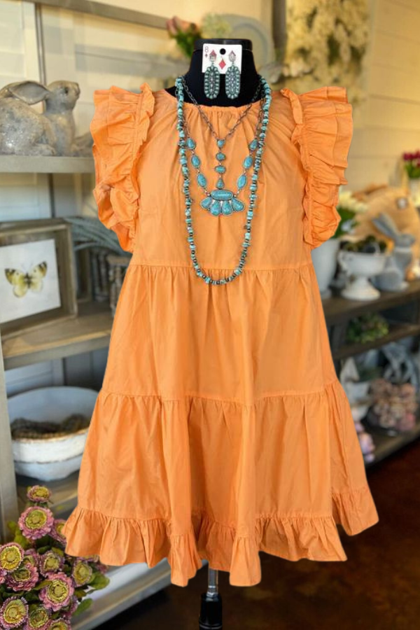 Orange Ruffled Mini Dress