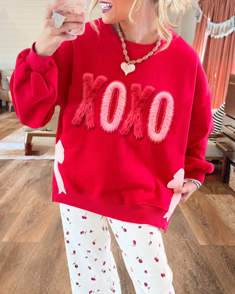 XOXO Bow Print Sweatshirt