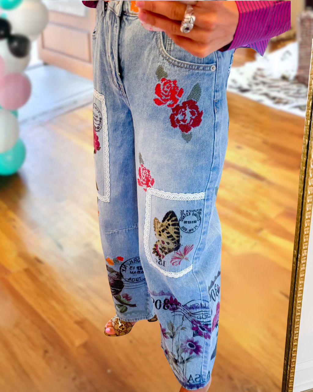 Vintage Floral Lace Pants