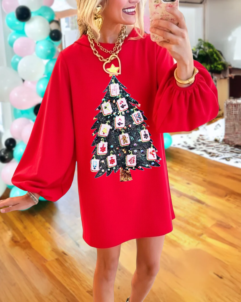 Christmas Mahjong Sequin Dress