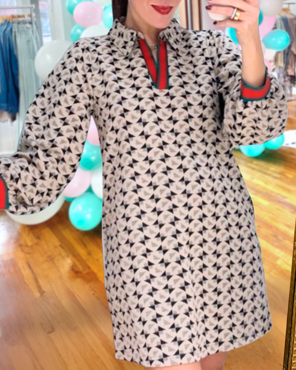 Stylish Houndstooth Print Dress