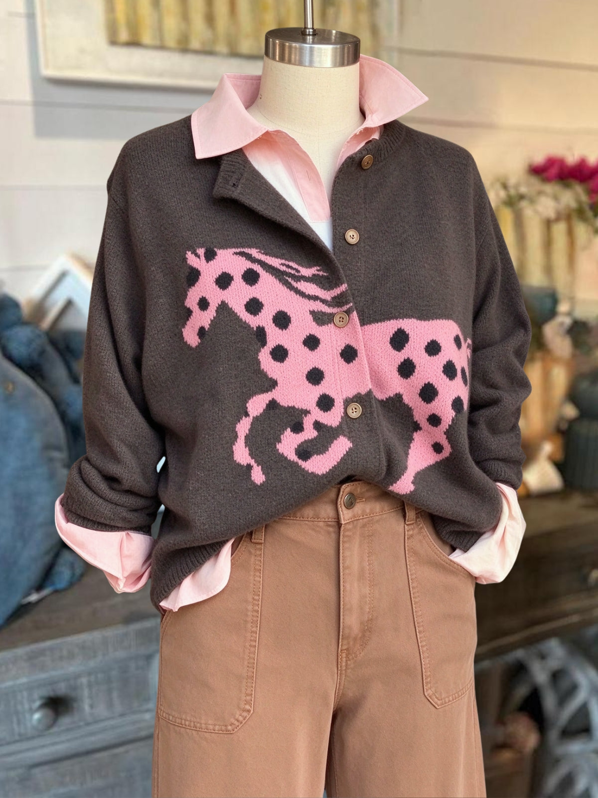 Casual Polka-Dot Pony Cardigan