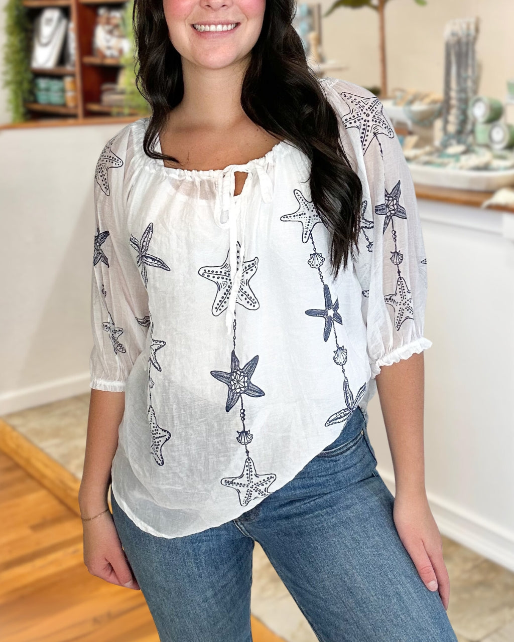 Casual Starfish Print Top