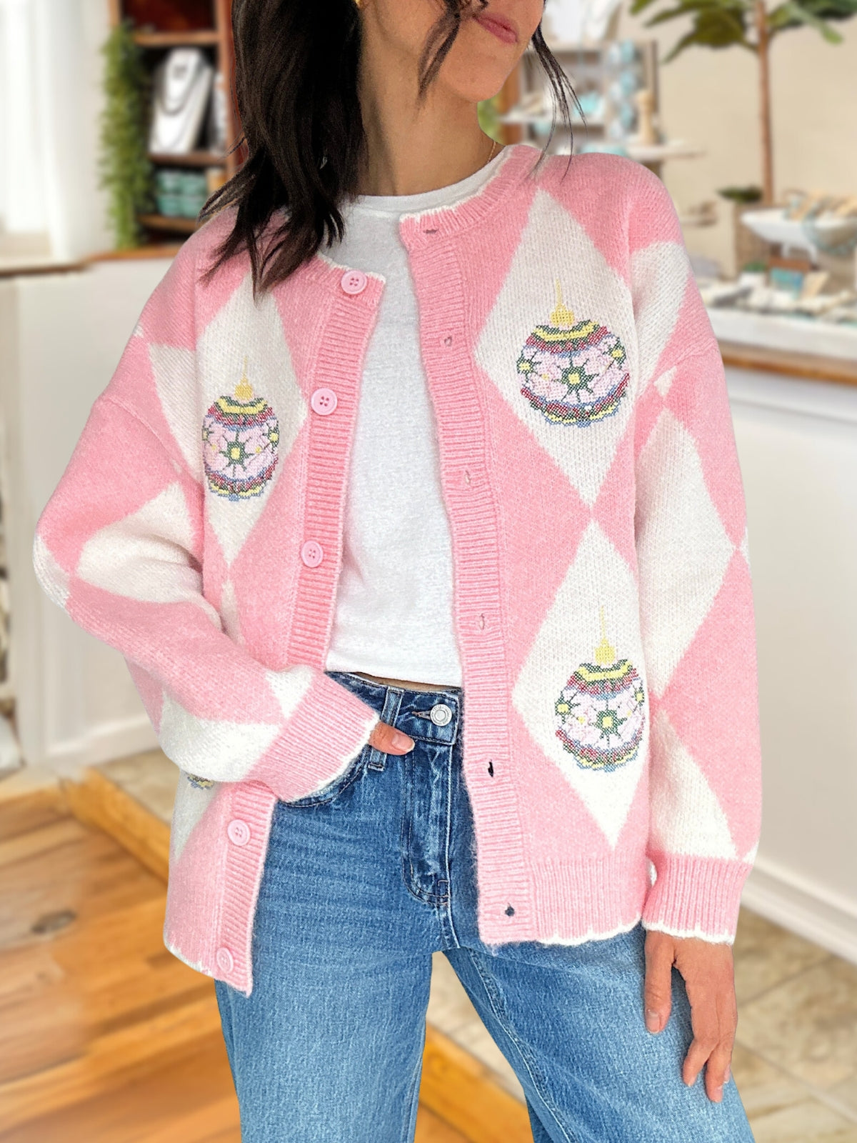 Christmas Bauble Argyle Cardigan
