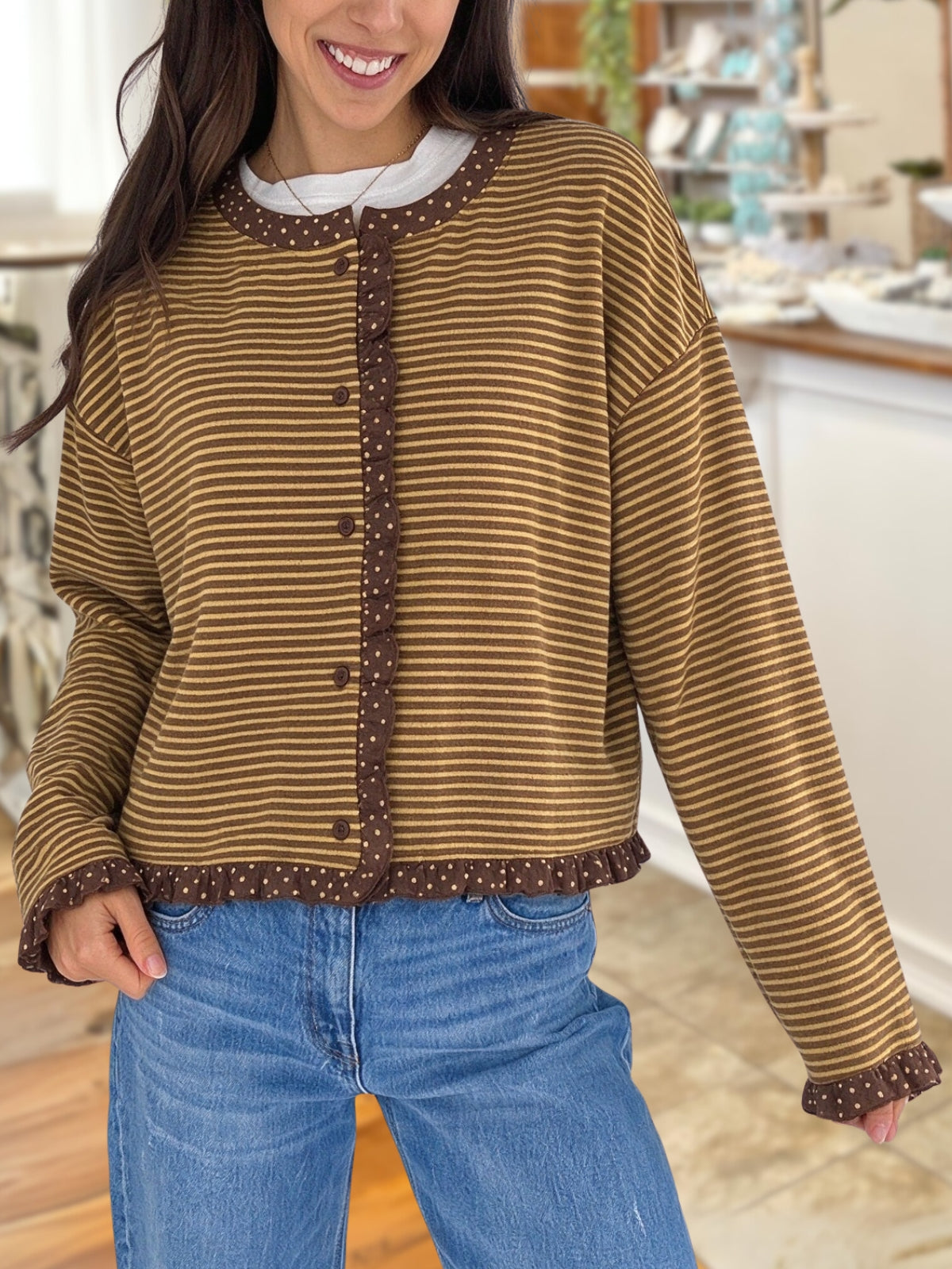 Polka Dot Striped Cardigan