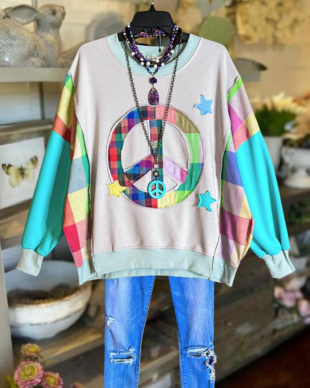 Peace Logo Patchwork Pullover