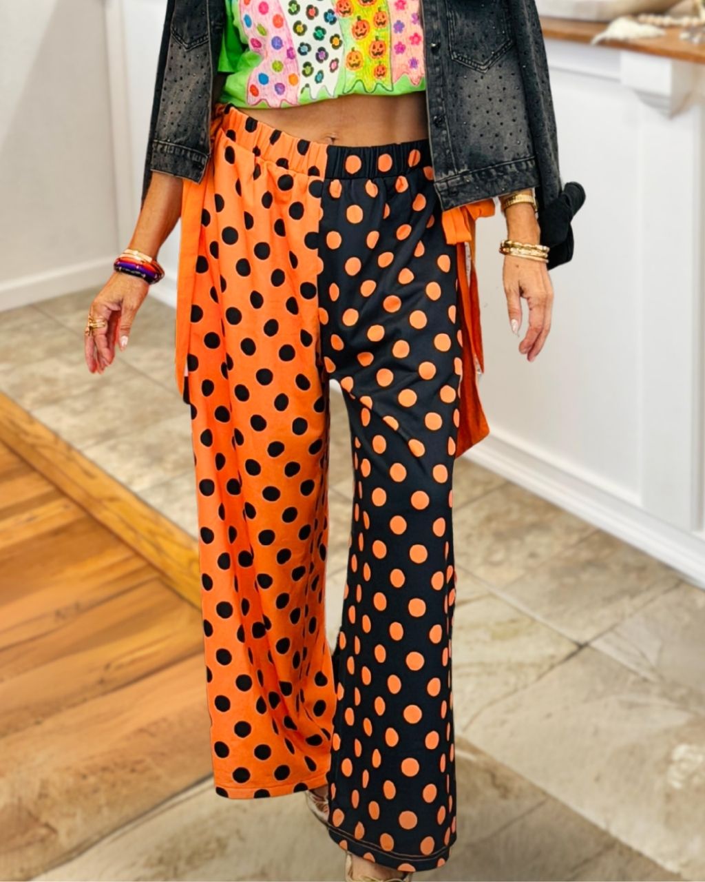 Halloween Contrast-colored Polka Dot Pants