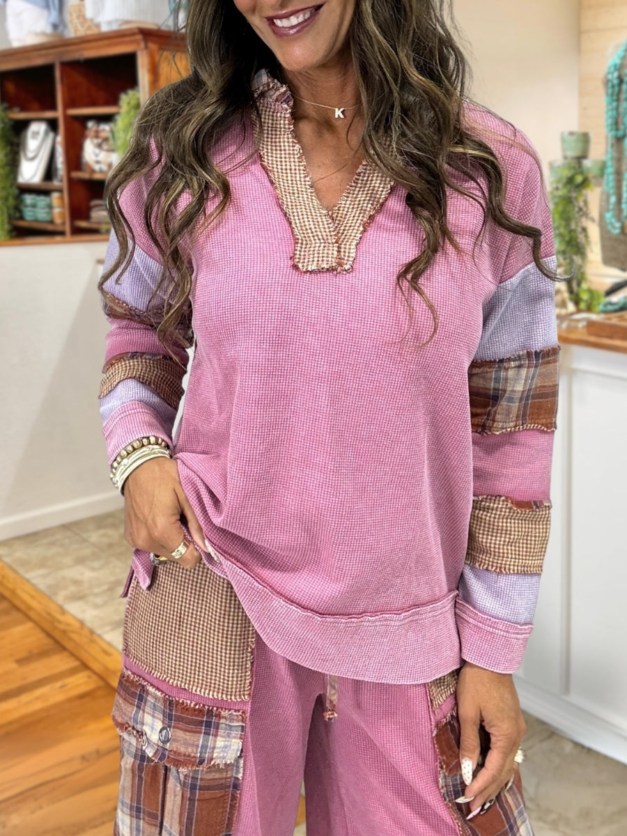 Casual Waffle Patchwork Set