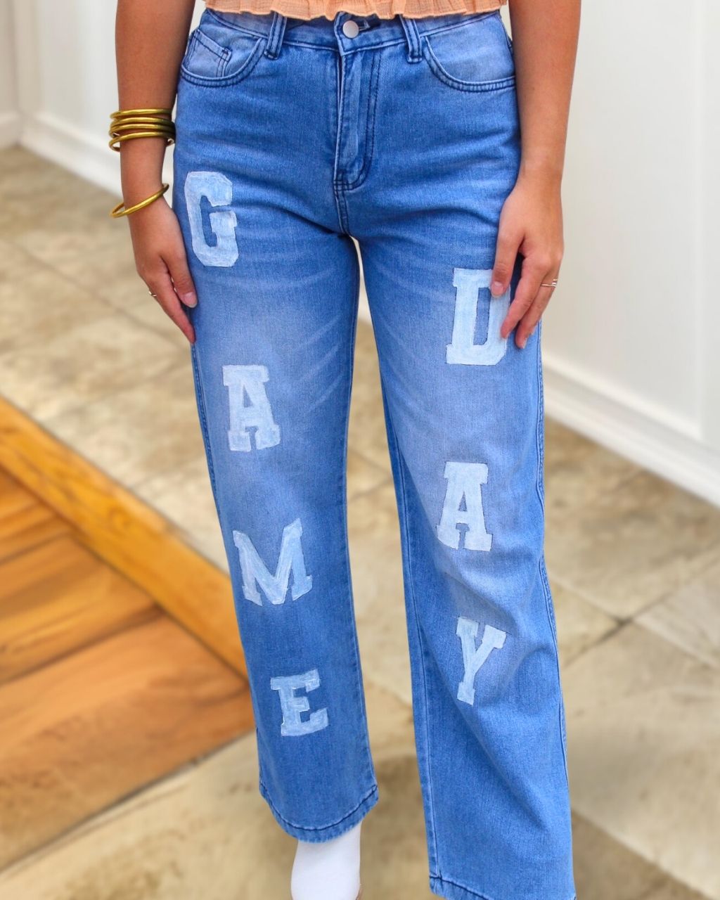 Game Day Football-Print Jeans