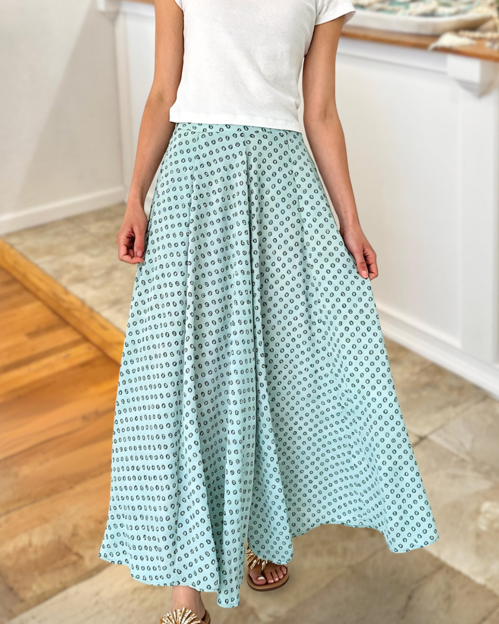 Geometric-Print Wide-Leg Pants