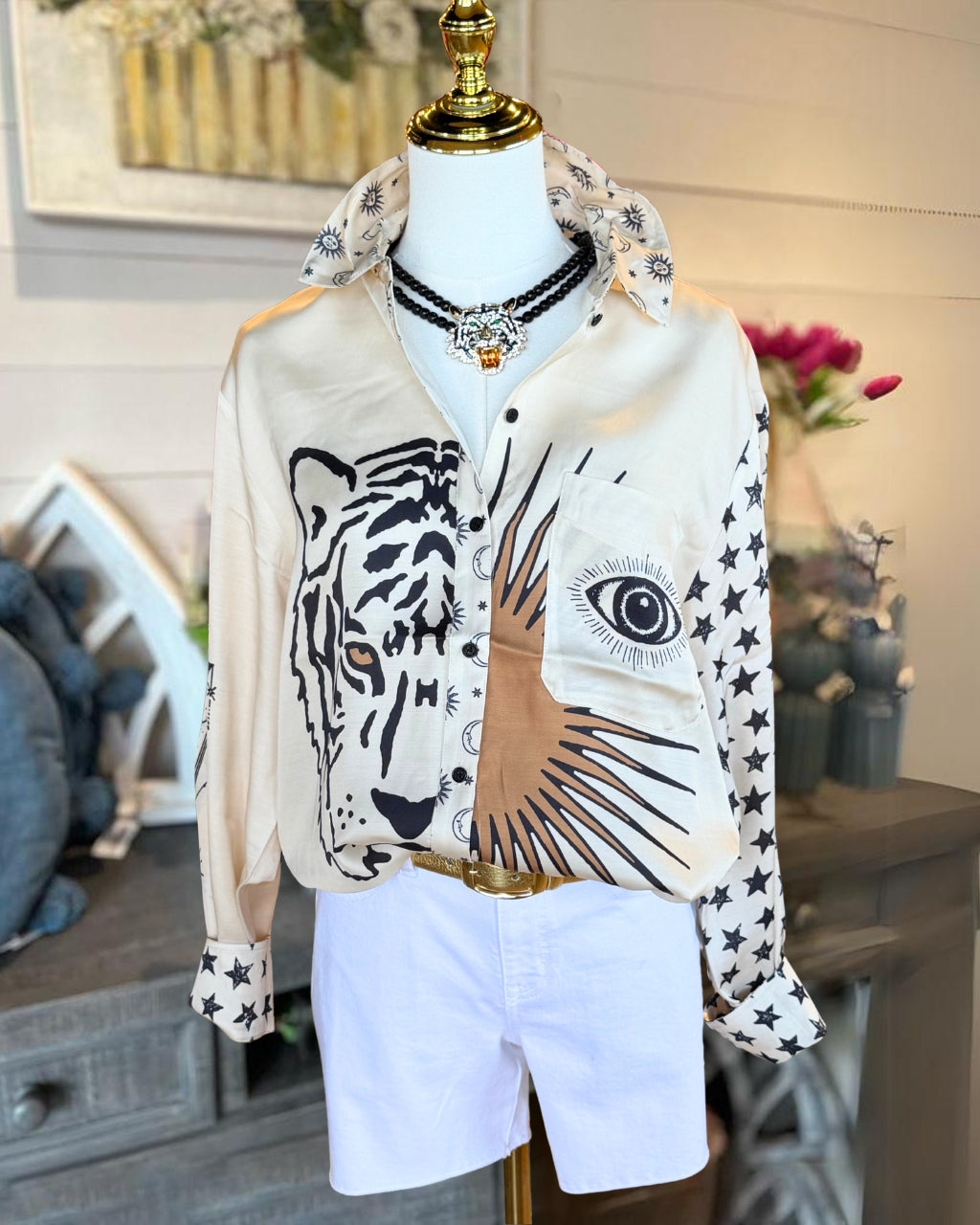 Tiger Star Sun Satin Blouse