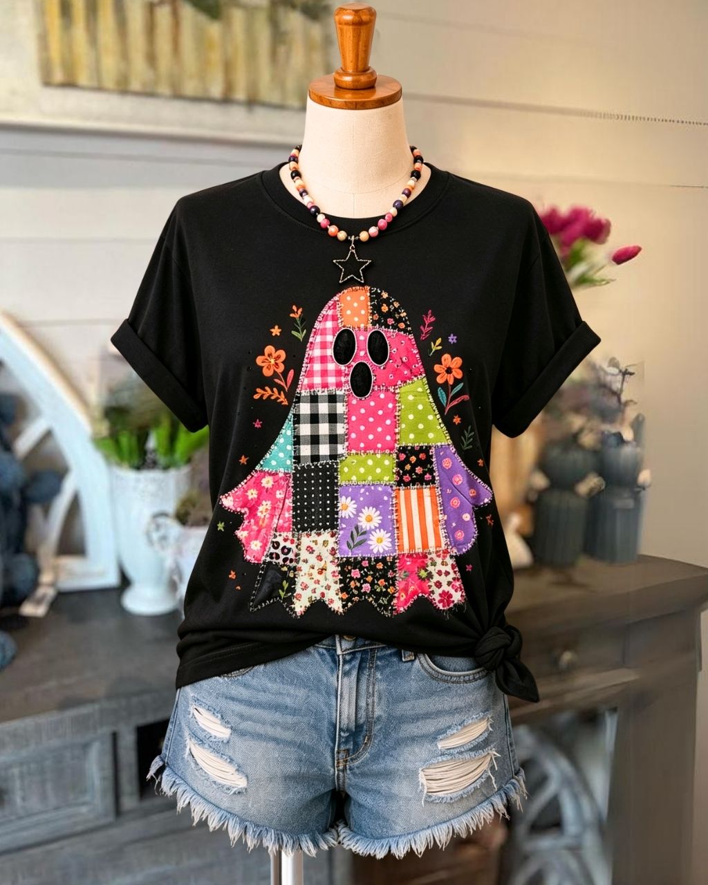 Halloween Vintage Floral Print T-shirt