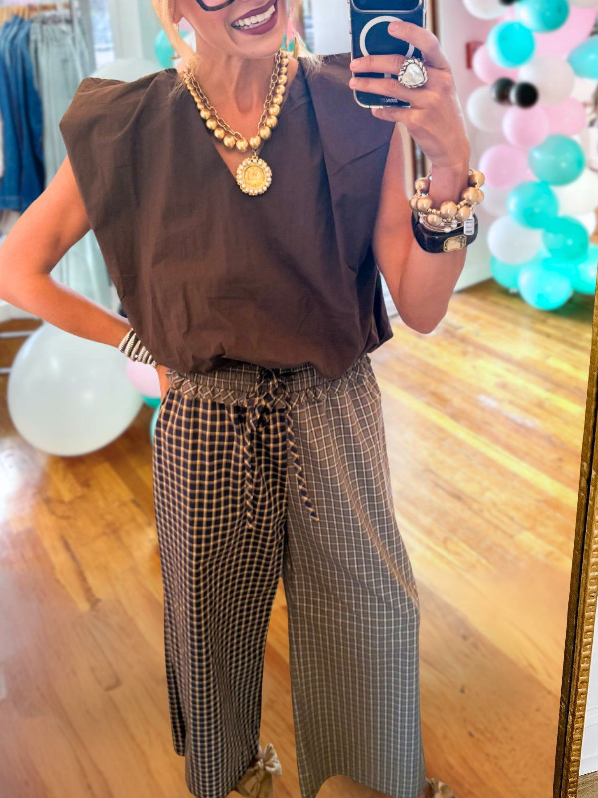Trendy Plaid Patchwork Pants