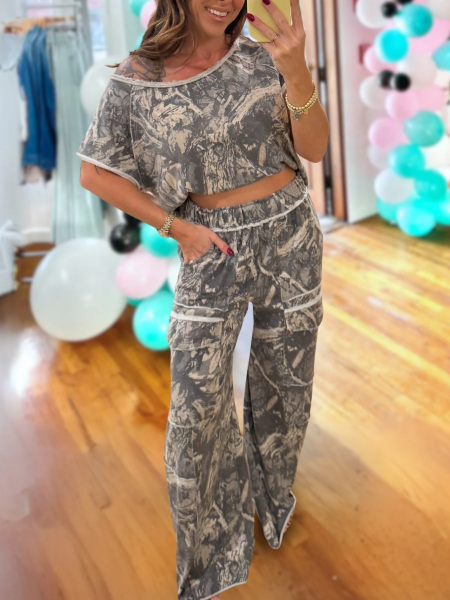 Casual Camouflage Print Set