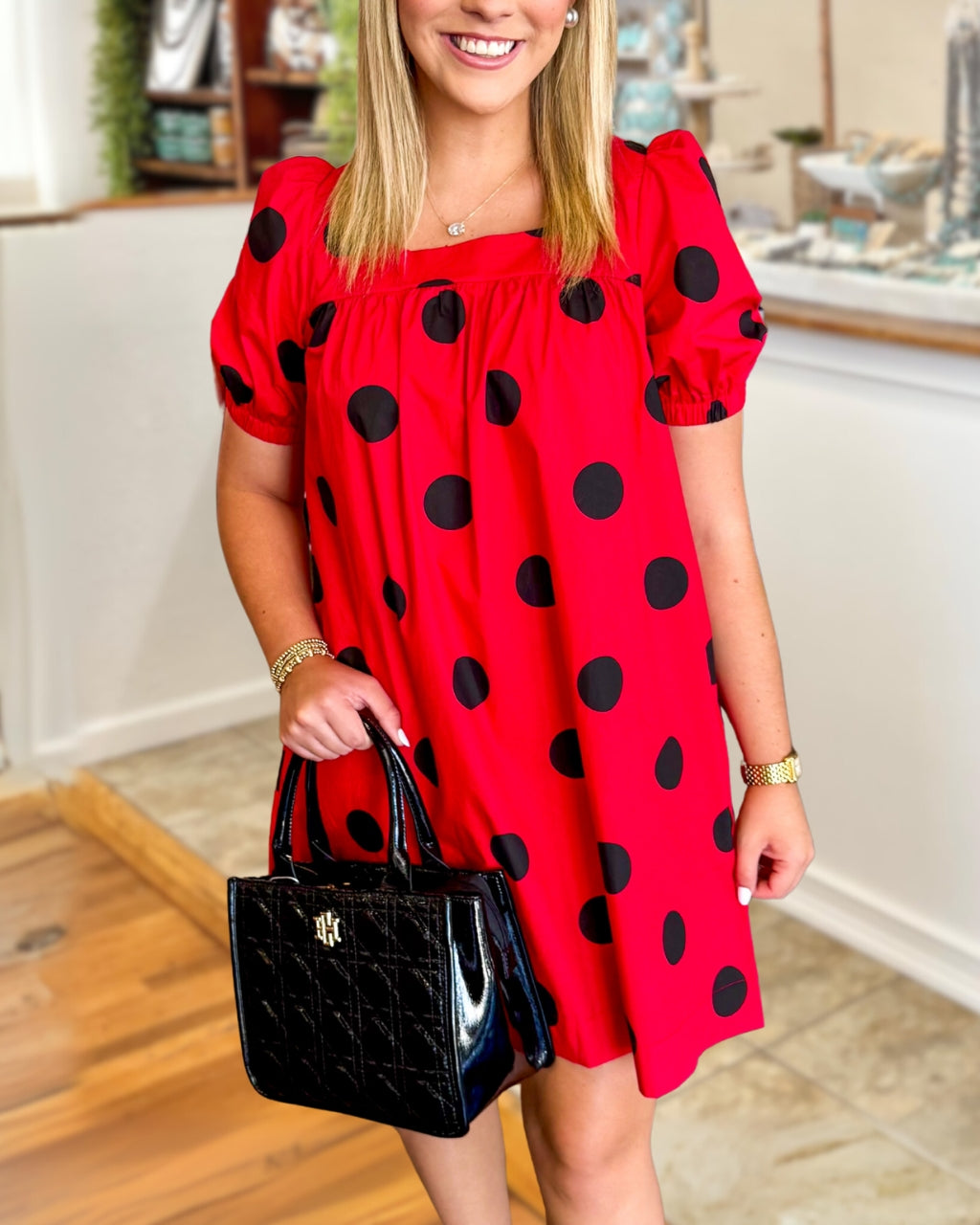Vintage Polka Dot Satin Dress