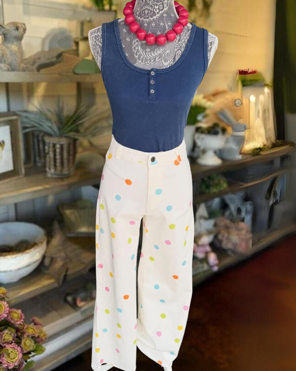 Rainbow Dot Wide Leg Pants