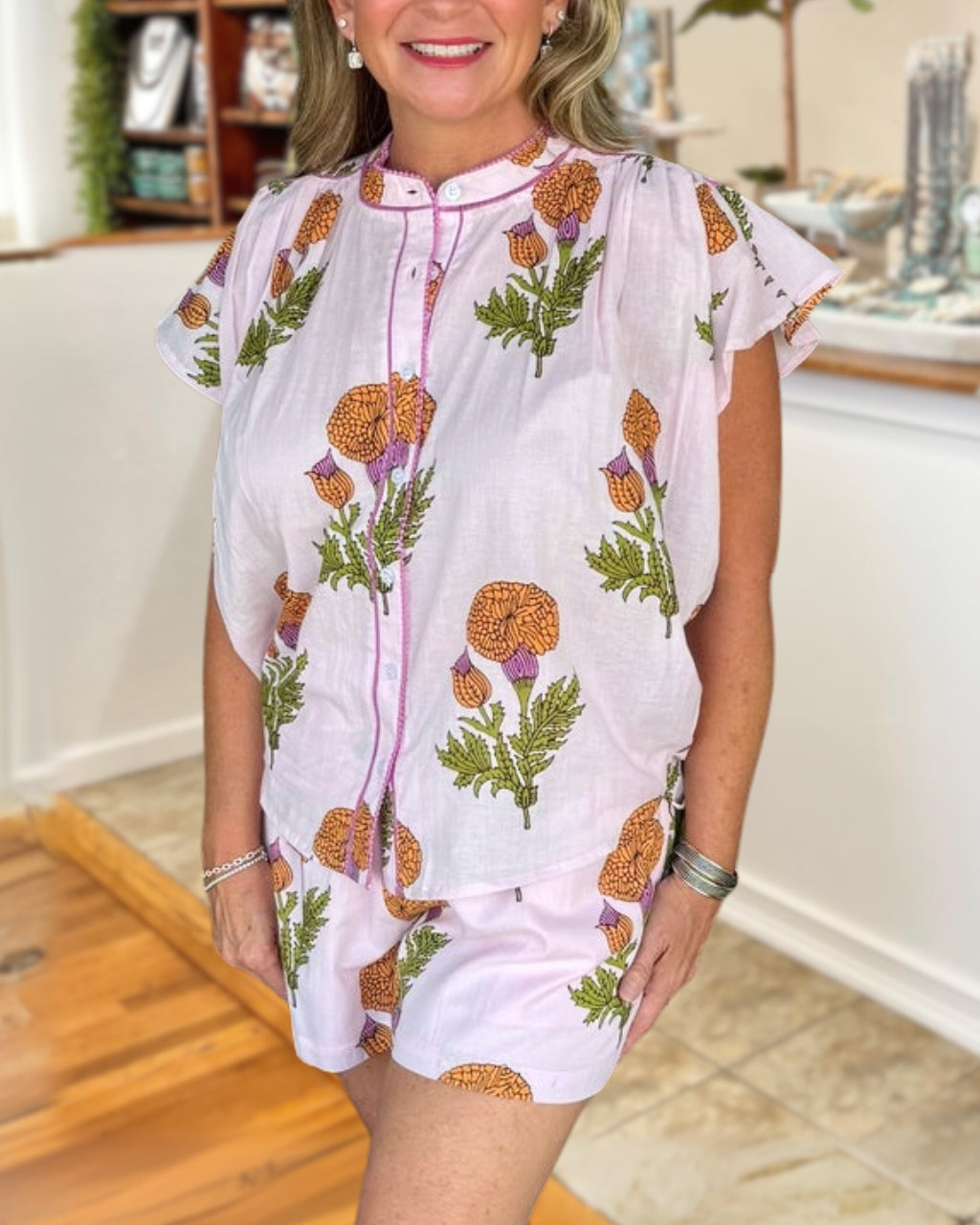 Blush Floral Linen Cotton Set