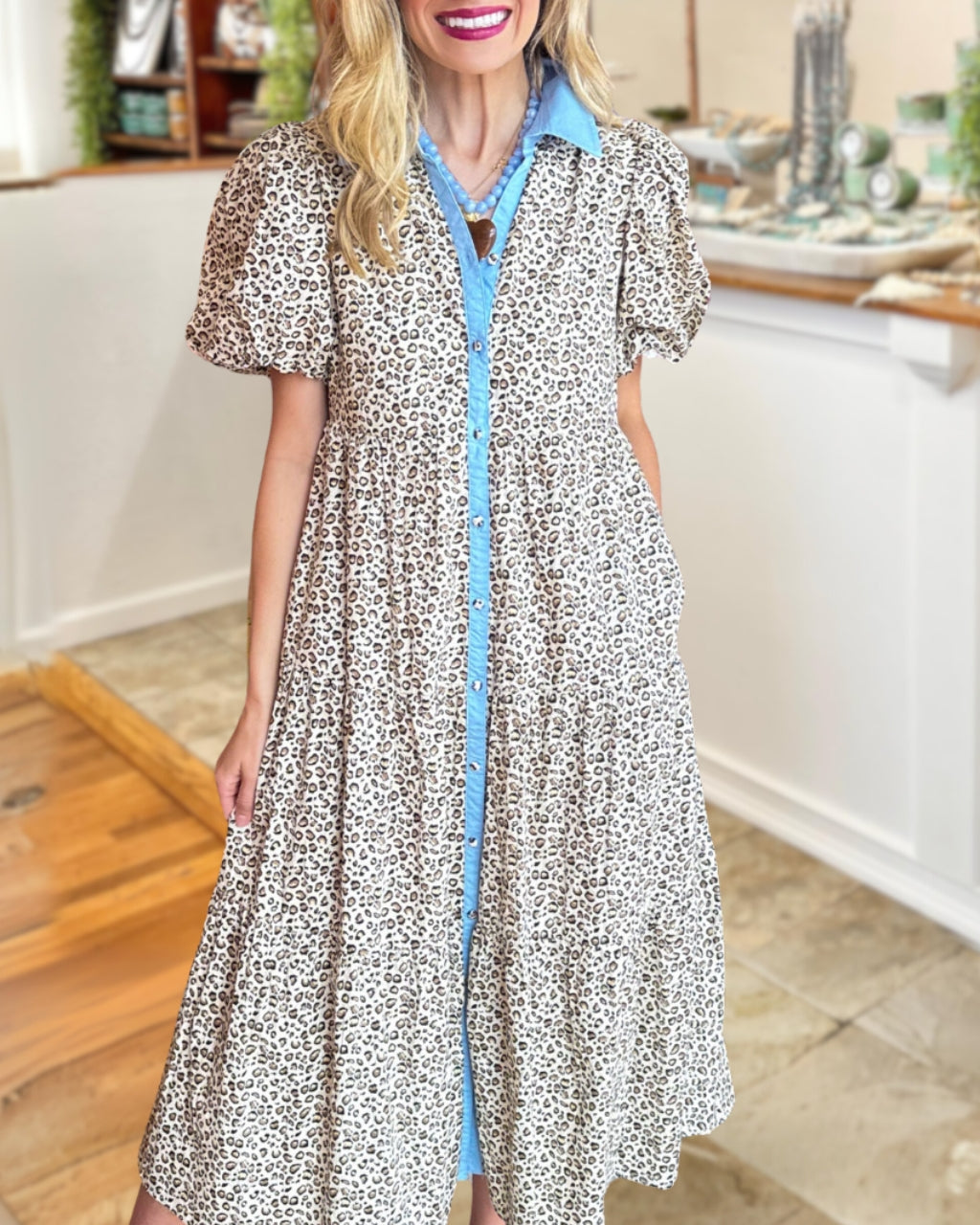 Leopard Satin Maxi Dress