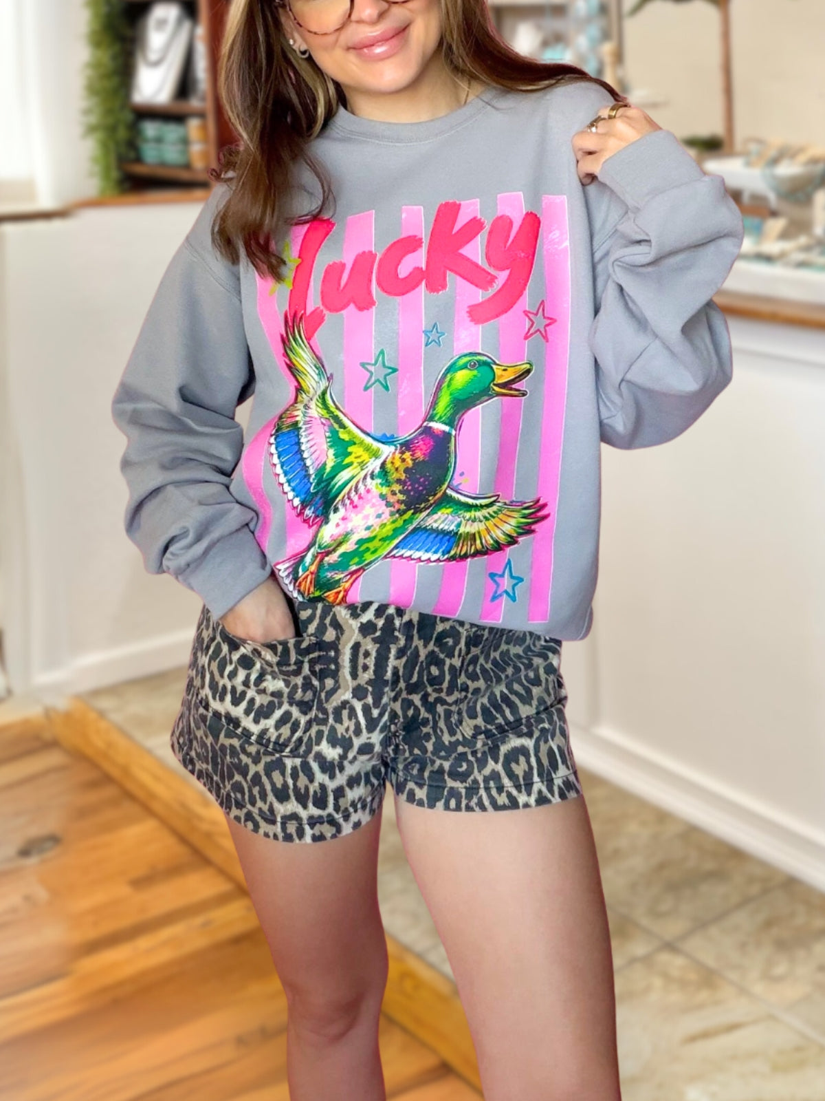 Lucky Mallard Print Pullover