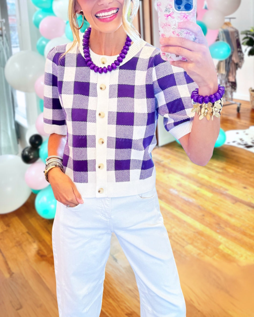 Puff Sleeve Gingham Crop Top
