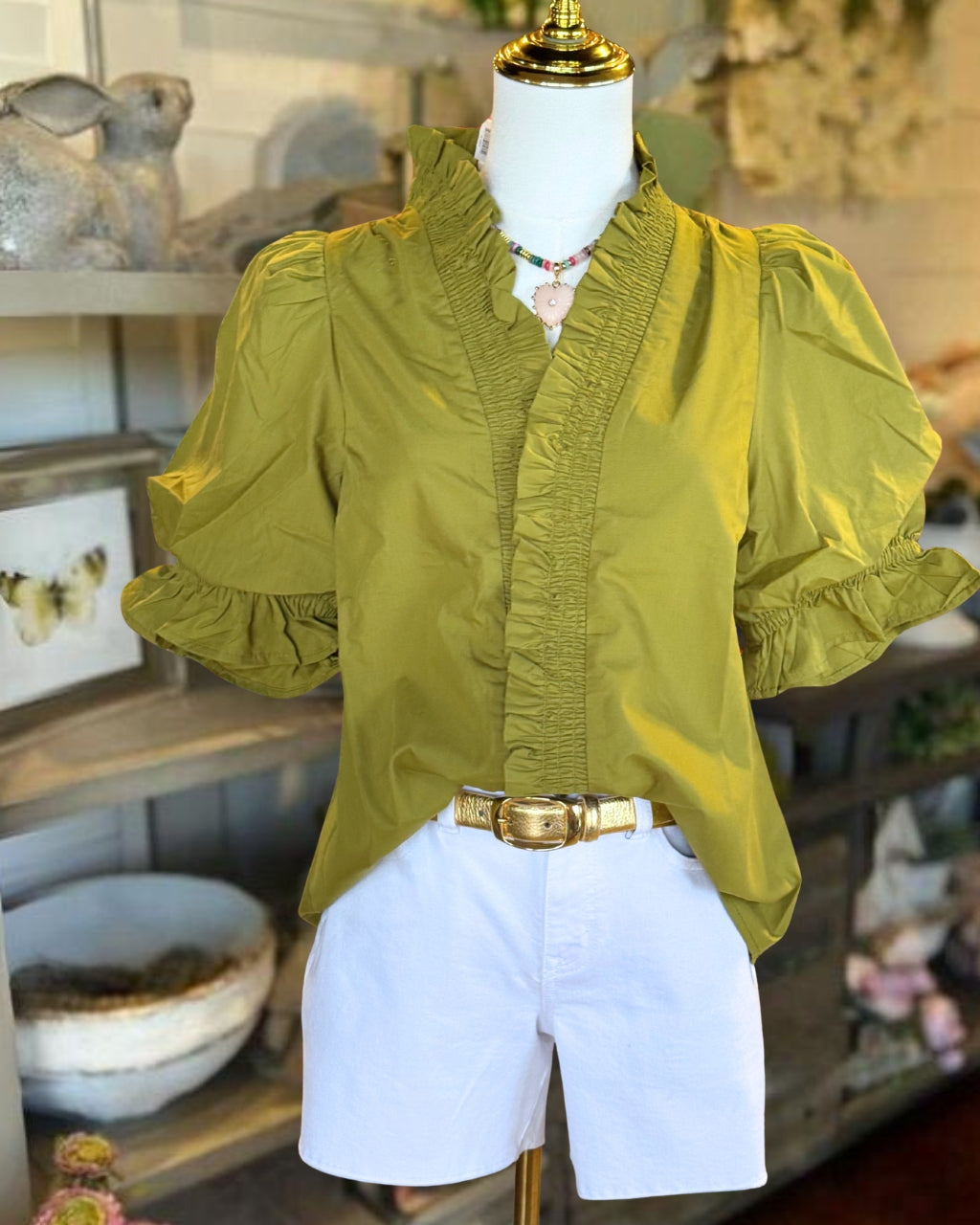 Puff Sleeved Ruffled Top