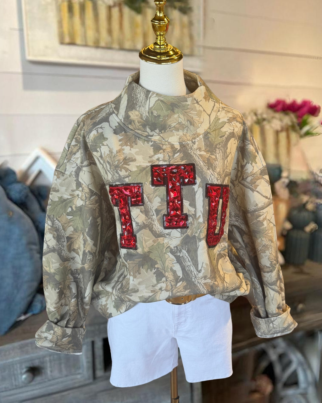 Game Day Camouflage Sequin Rhinestone Pullover