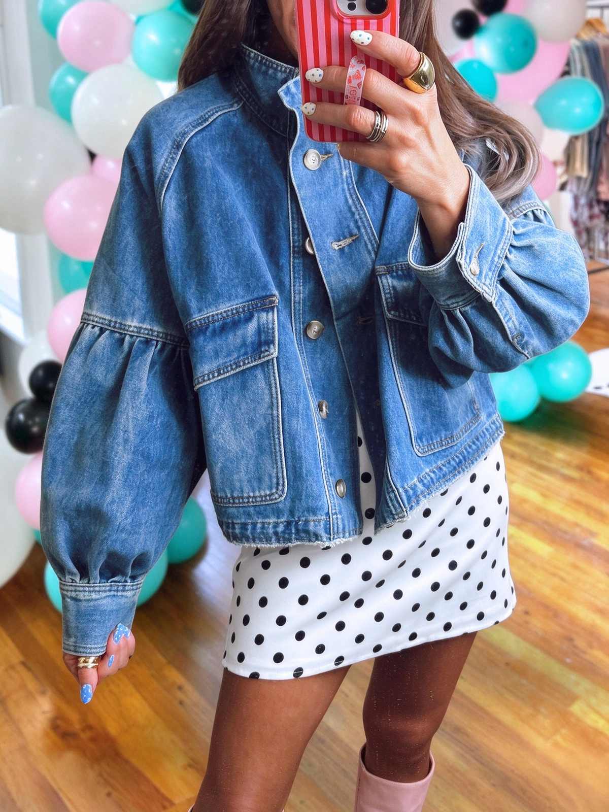 Balloon Sleeve Denim Jacket